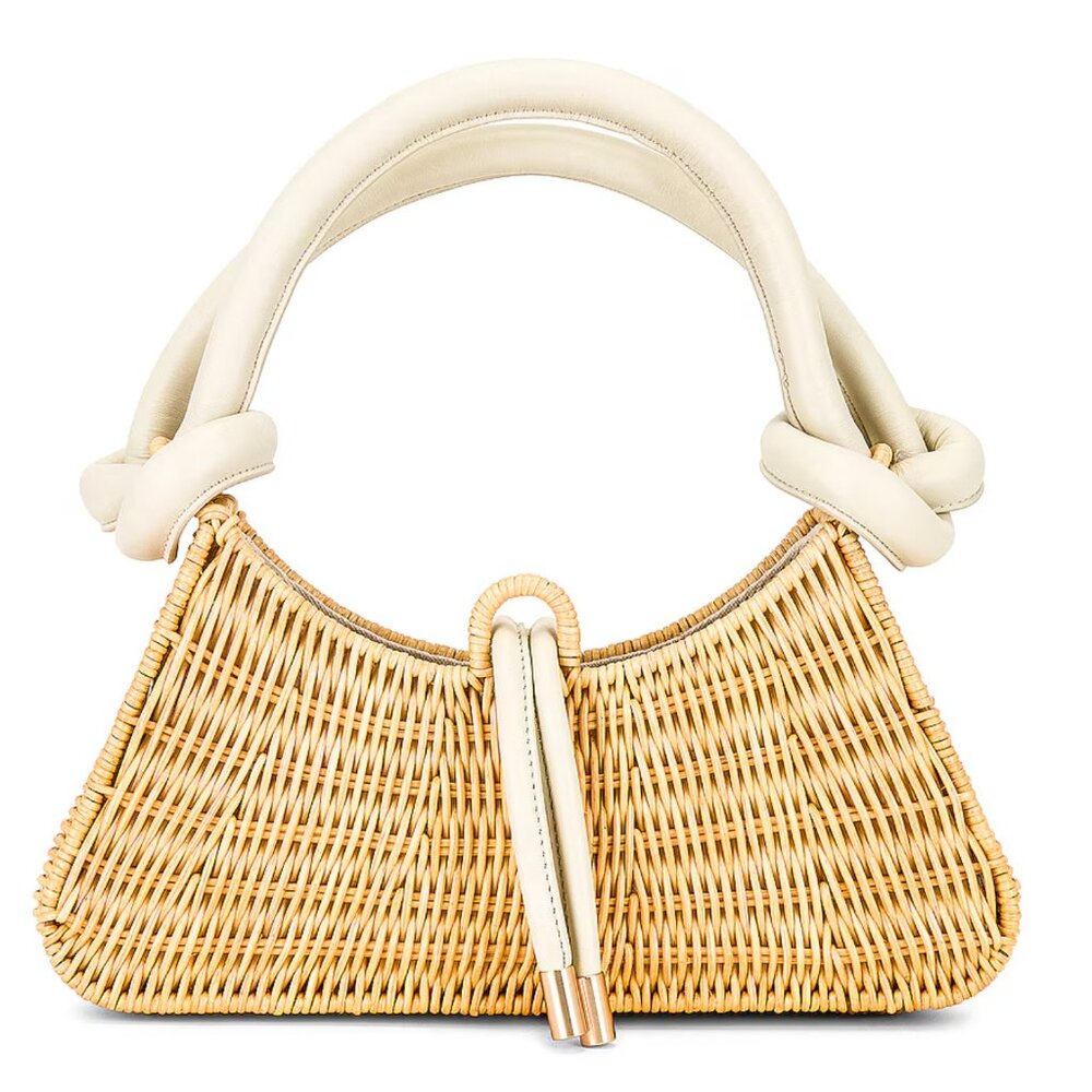 Cult Gaia Rhea Shoulder Bag Natural Rattan Designer Woven Top Handle Purse NWOT